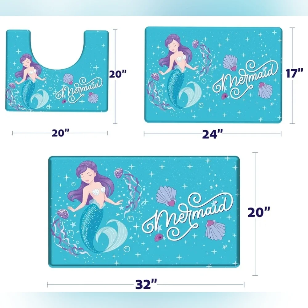 Mermaid Themed Bath Mat Set